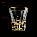 Copo de Whisky Cristal Premium com Fios de Ouro - Design Geométrico e Sofisticado